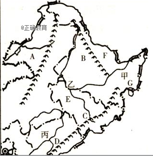 写出平原的名称:丙: 4.对东北商品粮基地建设有利区位条件有哪些? 5.