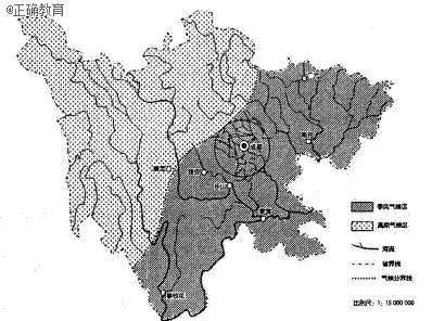 材料二四川省气候及水系分布示意图