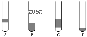 (注:如下图试管中深色区为紫红色溶液)