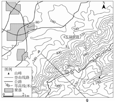 下图为某区域等高线地形图.