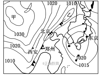 下图为某日海平面等压线分布图(单位:hPa).读图