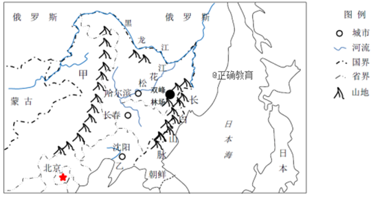 材料一 我国东北地区简图.