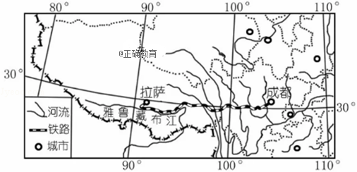 正在修建的川藏铁路起于四川省成都市,向西穿越山高谷深的横断山区