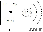 如图甲,乙所示是镁元素在元素周期表中的信息和镁原子的结构示意图