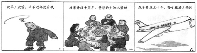 观察漫画,回答问题.(1)为什么改革开放能带来上述变化