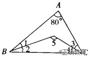 如图,已知∠a=80度,∠1=∠2,∠3=∠4,那么∠5=______度.