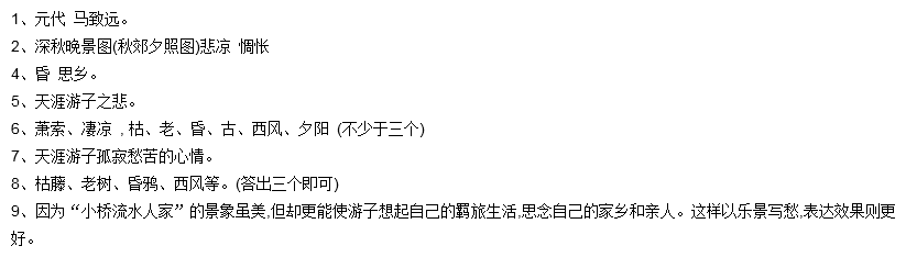 天净沙·秋思 马致远 枯藤老树昏鸦 小桥流水人家, .